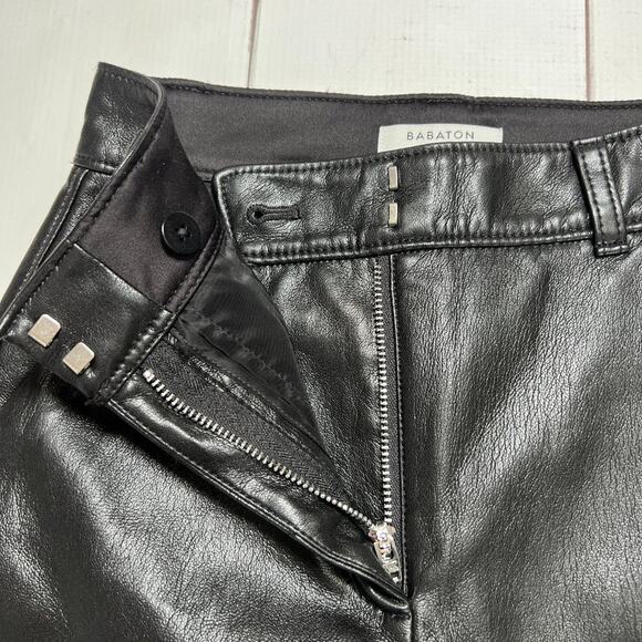 Babaton Command Cropped Mid-rise Vegan Leather Pant SIZE 00 Black Trousers - Picture 9 of 14